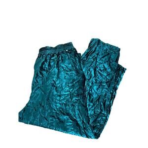Vintage Ravia Teal Crushed Velvet Pants USA Y2K